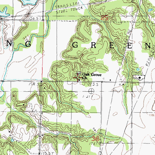 Topographic Map of Oak Grove Church, IL