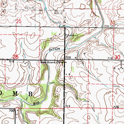 Topographic Map of Oak Grove Church, IL