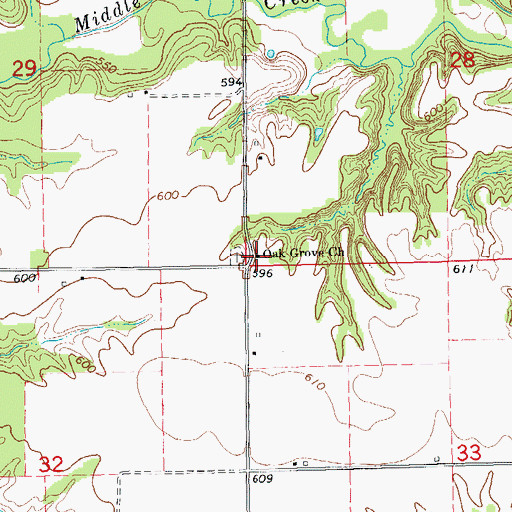 Topographic Map of Oak Grove Church, IL