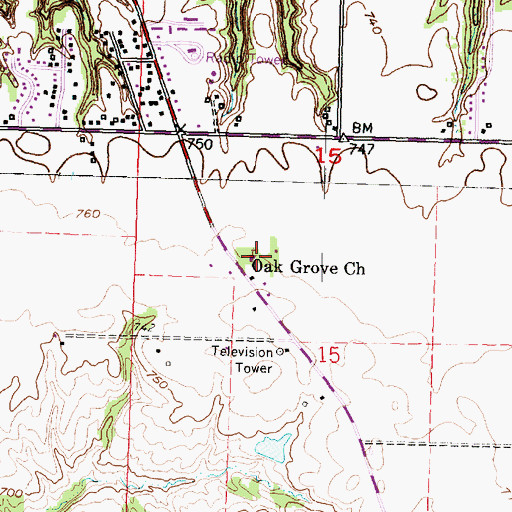 Topographic Map of Oak Grove Church, IL