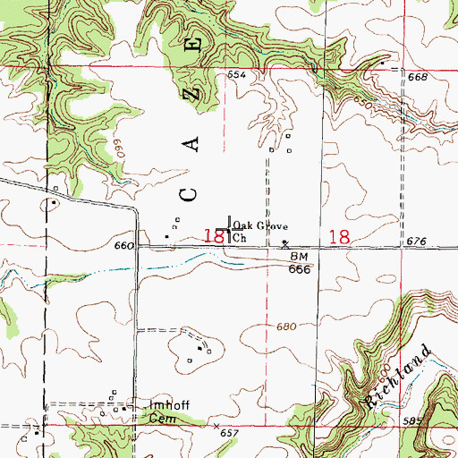 Topographic Map of Oak Grove Church, IL