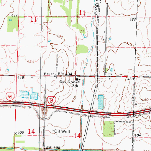Topographic Map of Oak Grove Elementary School, IL