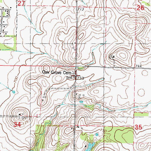 Topographic Map of Oak Grove School (historical), IL