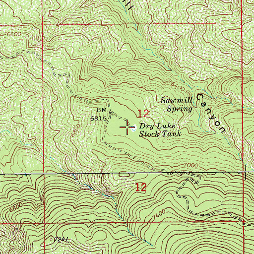Topographic Map of Dry Lake Stock Tank, AZ