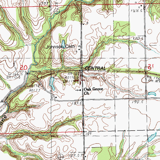 Topographic Map of Oak Grove School (historical), IL