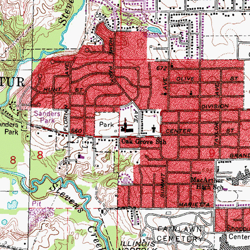 Topographic Map of Oak Grove Elementary School, IL