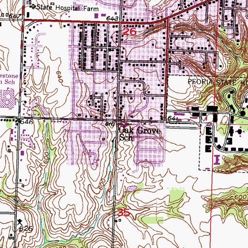 Topographic Map of Oak Grove East Elementary School, IL