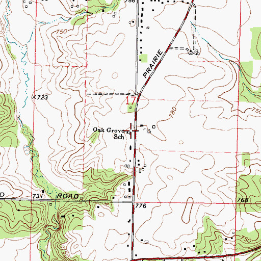 Topographic Map of Oak Grove School, IL
