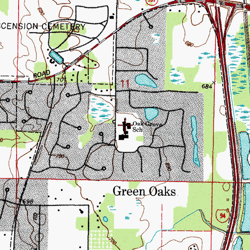 Topographic Map of Oak Grove Elementary School, IL