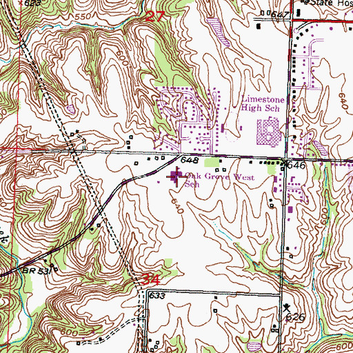 Topographic Map of Oak Grove West School, IL