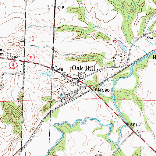 Topographic Map of Oak Hill, IL