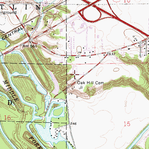 Topographic Map of Oakhill Cemetery, IL