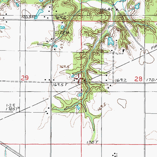Topographic Map of Oak Hill Church (historical), IL