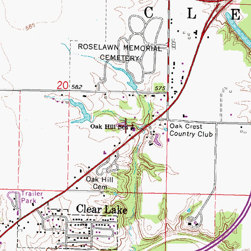 Topographic Map of Oak Hill School, IL