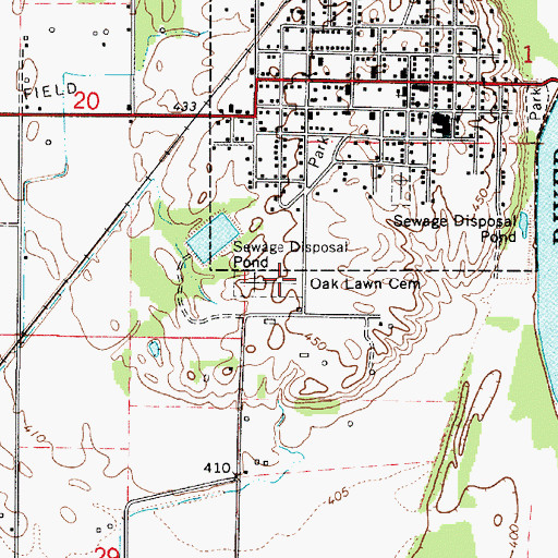 Topographic Map of Oak Lawn Cemetery, IL