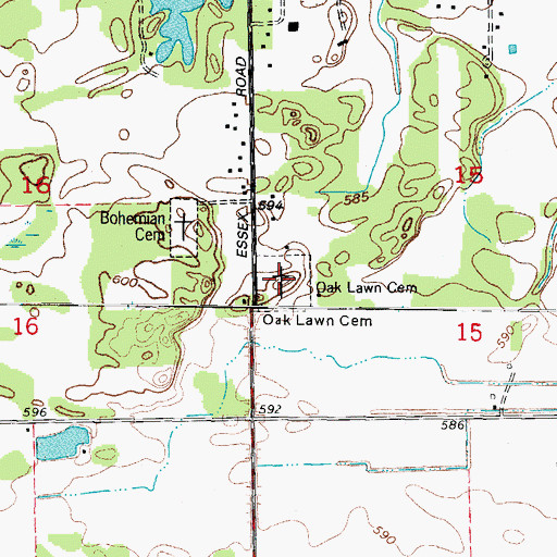 Topographic Map of Oakwood Cemetery, IL