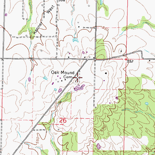 Topographic Map of Oak Mound Cemetery, IL