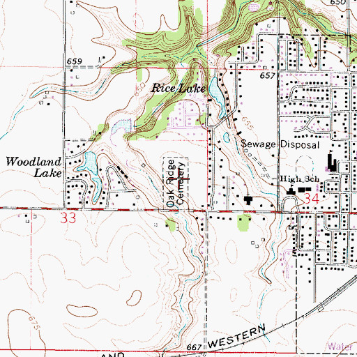Topographic Map of Oak Ridge Cemetery, IL