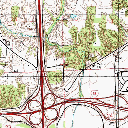 Topographic Map of Oak Ridge School (historical), IL