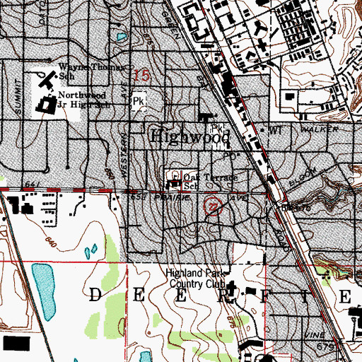 Topographic Map of Oak Terrace Elementary School, IL