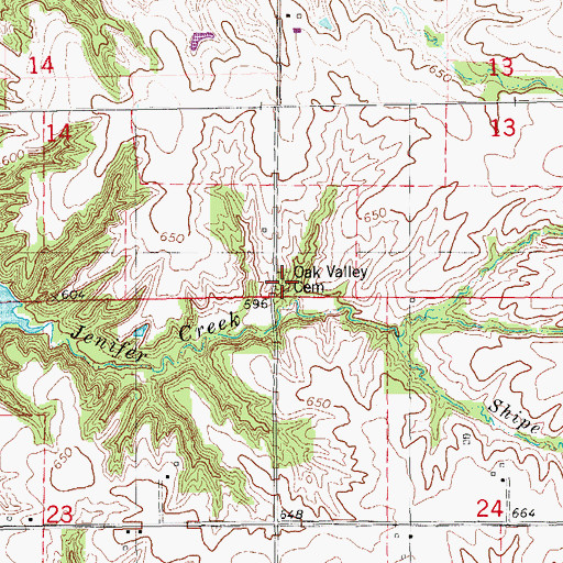 Topographic Map of Oak Valley Missionary Cemetery, IL