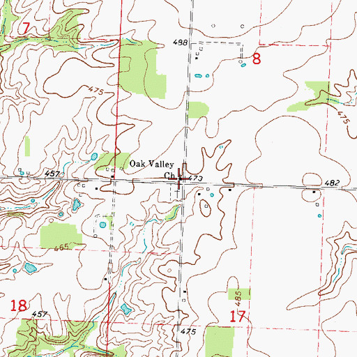 Topographic Map of Oak Valley Church, IL