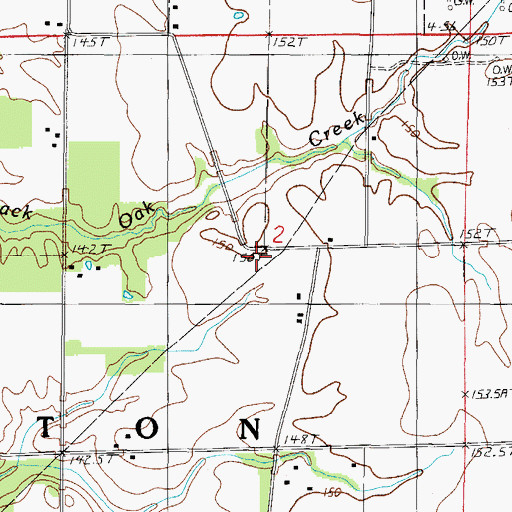 Topographic Map of Oakdale School (historical), IL