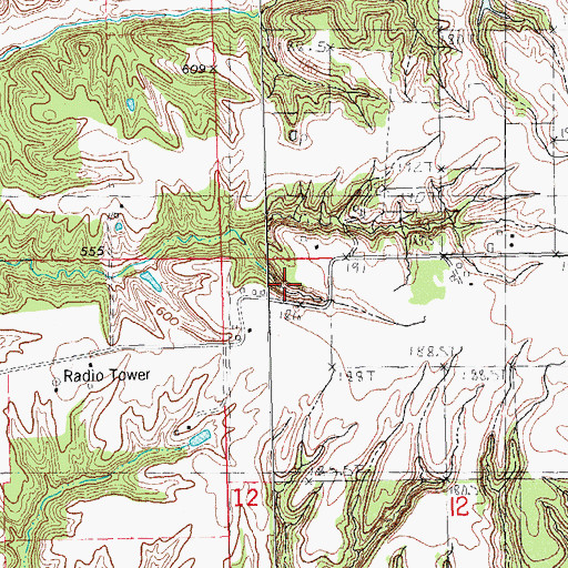 Topographic Map of Oakdale School (historical), IL