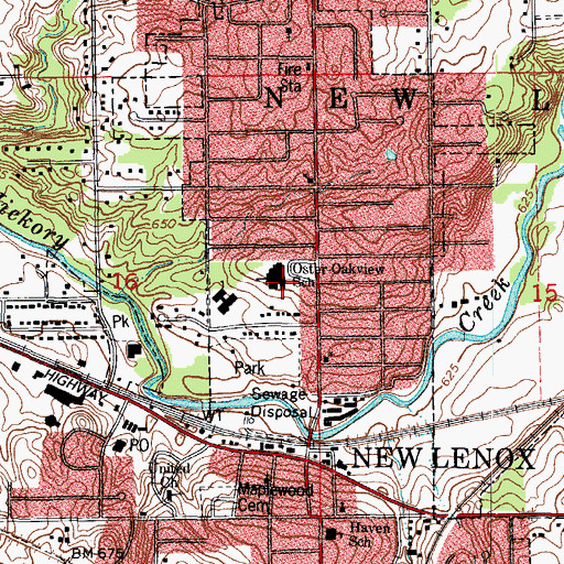 Topographic Map of Oster-Oakview Middle School, IL
