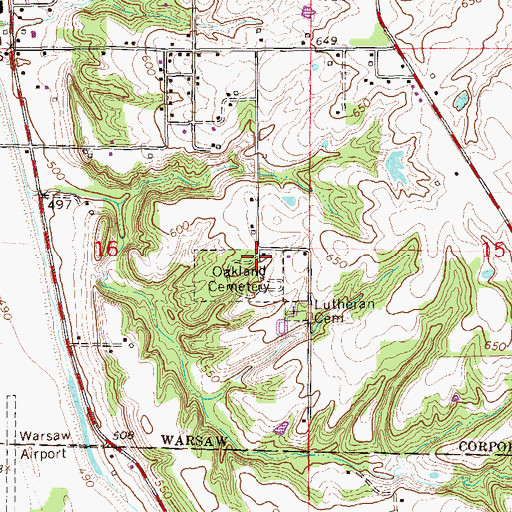 Topographic Map of Oakland Cemetery, IL
