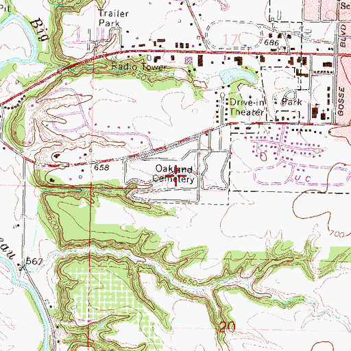 Topographic Map of Oakland Cemetery, IL