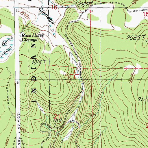 Topographic Map of Section Sixteen Tank, AZ