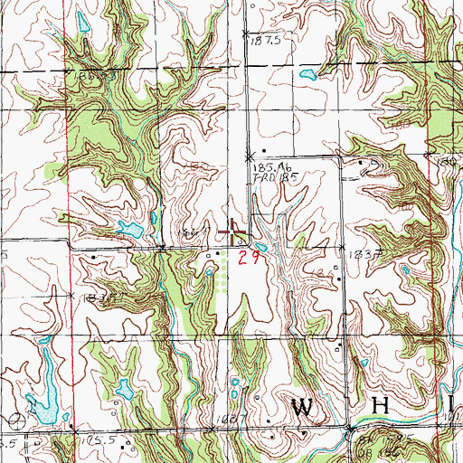 Topographic Map of Oakland Church (historical), IL