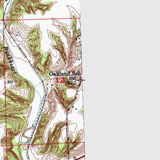 Topographic Map of Oakland School (historical), IL