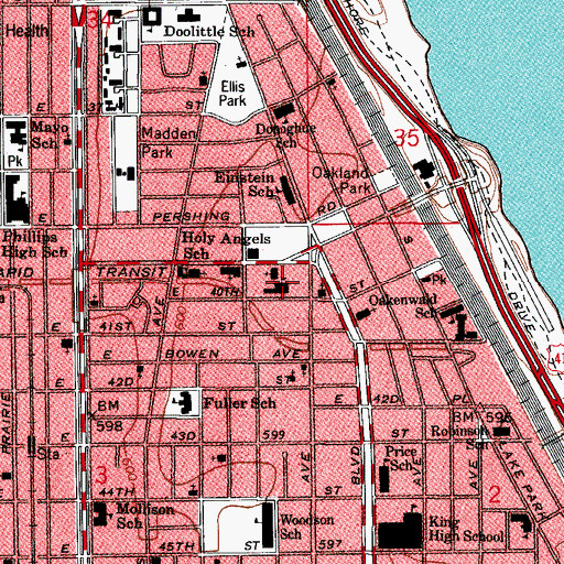 Topographic Map of Oakland School, IL