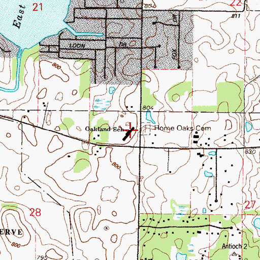 Topographic Map of Oakland Grade School, IL