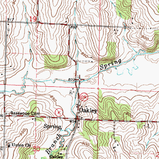 Topographic Map of Oakley Branch, IL