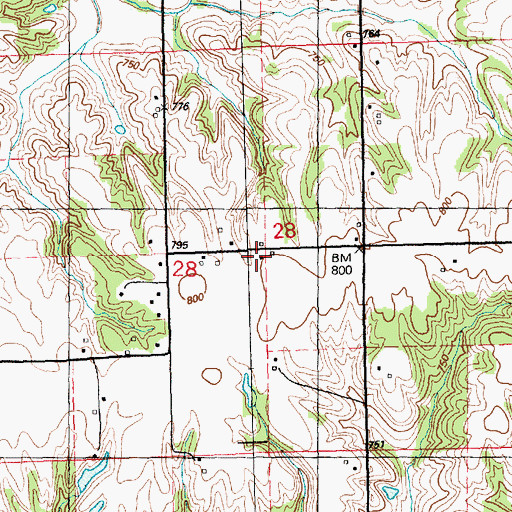 Topographic Map of Oakridge School, IL