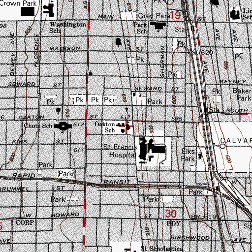 Topographic Map of Oakton Elementary School, IL