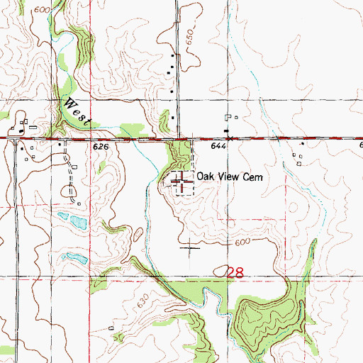 Topographic Map of Oak View Cemetery, IL