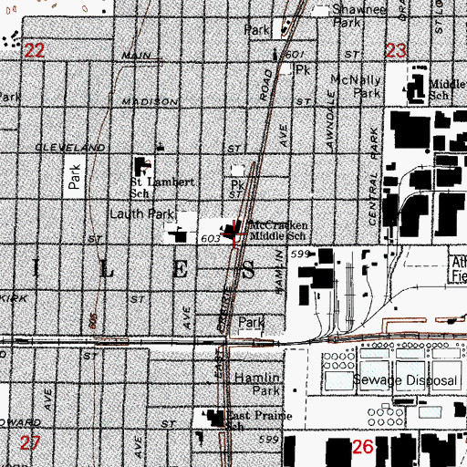 Topographic Map of Oakview Junior High School, IL