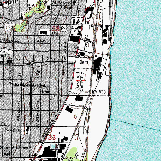Topographic Map of Oakwood Cemetery, IL