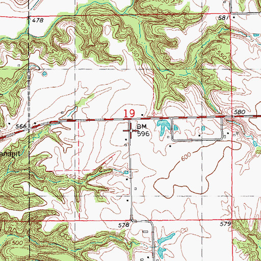 Topographic Map of Oakwood School (historical), IL