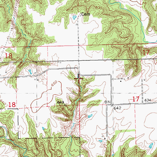 Topographic Map of Oakwood School (historical), IL