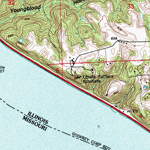Topographic Map of Oblate Fathers Novitiate, IL