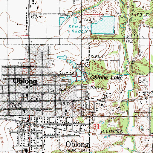 Topographic Map of Oblong Lake, IL
