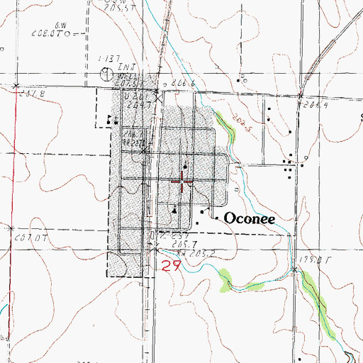 Topographic Map of Oconee, IL