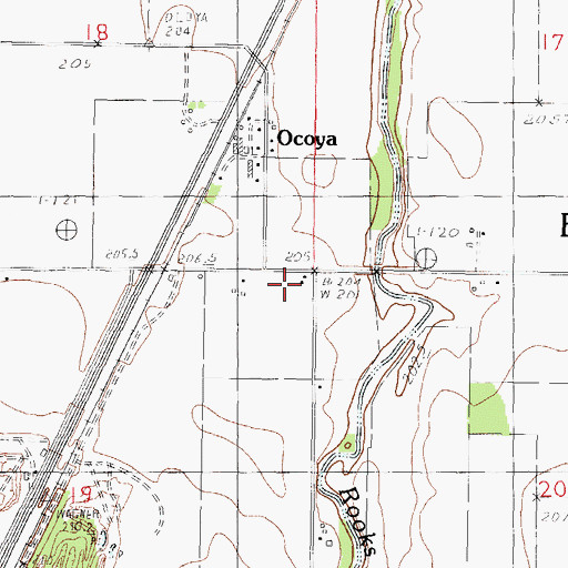 Topographic Map of Ocoya School (historical), IL