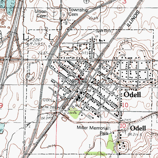 Topographic Map of Odell, IL