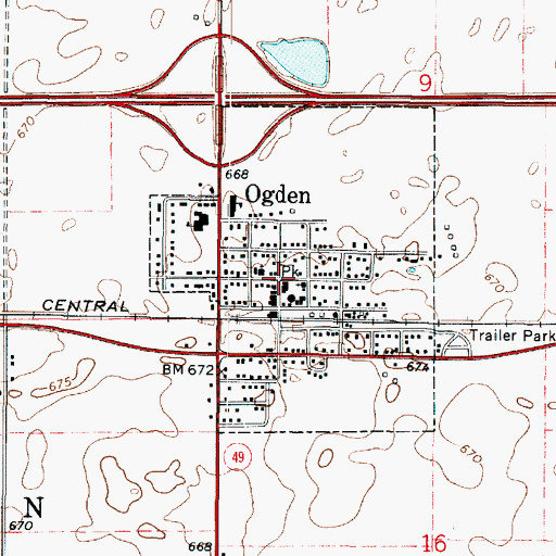 Topographic Map of Ogden, IL